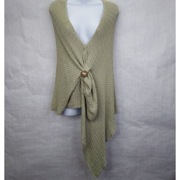 Soft Surroundings Waterfall Cardigan Women One Size Rayon Green Open Knit Button - Picture 2 of 13
